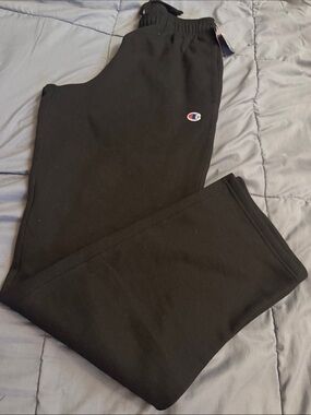 Champion Black Sweatpants with Blue & Red Embroidered Logo